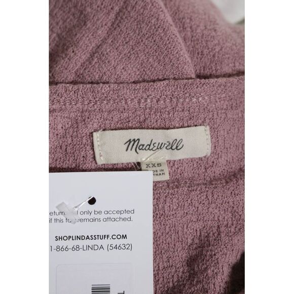 Madewell Women's V-Neck Short Sleeves Cotton Wrap Blouse Pink Size XXS - Picture 4 of 6